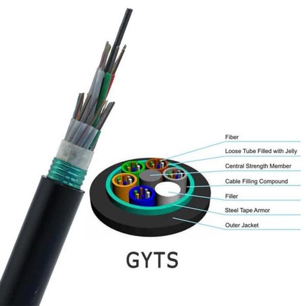 PE Jacket 24 Core Single Mode GYTS Fiber Optic Cable