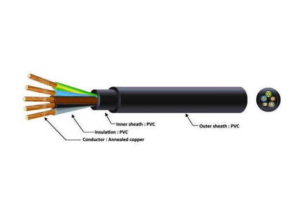  China PVC 2 Core Low Voltage Cable Light Polyvinyl Chloride Sheathed Cable With Ground supplier