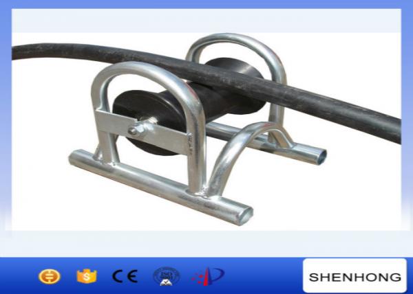  China 10KN Rated Load Aluminum Cable Pulling Pulley Galvanized Coating Frame For Max φ150mm Cable supplier