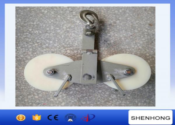  China 25KN Cable Pulley Conductor Stringing Blocks With Tandem Sheaves Nylon Wheel supplier