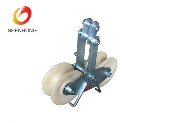 25KN Tandem Sheave Conductor Stringing Blocks With Nylon Wheel For 300-500sqmm