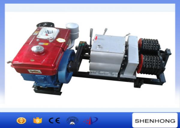  China Diesel Engine Pole Setting Double Capstan Winch 5 Ton 230mm Bottom Diameter supplier
