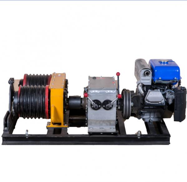 High Efficiency Double Drum 5 Ton Gas Engine Powered Winch For Lifting