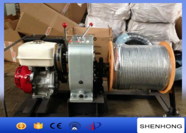  China HONDA Gas Engine Wire Rope Capstan Hoist / Cable Pulling Winch For Line Construction supplier