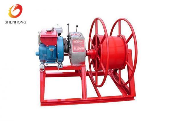  China HONDA Gasoline Gas Engine Powered Winch , Cable Pulling Winch In Red Color supplier
