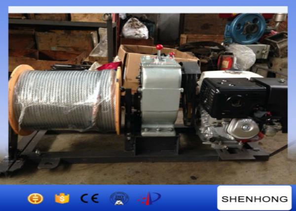  China Lightweight Gas Engine Powered Winch / Cable Drum Winch With 10mm Wire Rope supplier