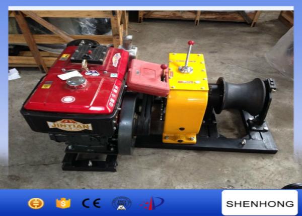 Wire Rope Pulling Diesel Cable Winch 10HP Rated Load Transmission Line Erection