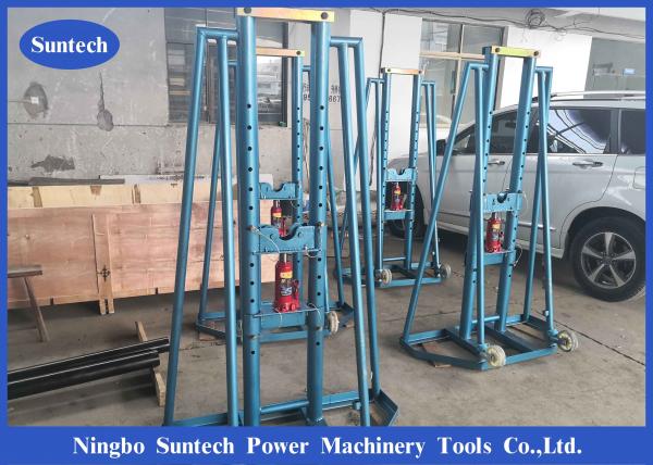 China 10T Hydraulic Pulling Electrical Cable Drum Roller Stand With Wheels supplier