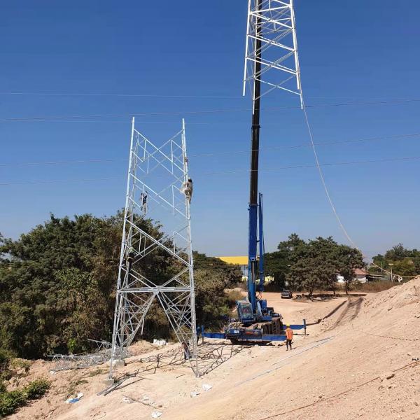 132KV Transmission Line Lattice Steel Tower Erection Construction Power Site