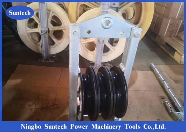  China 40KN Aluminum Wire Rope Conductor Pulley Block With Neoprene Lined supplier