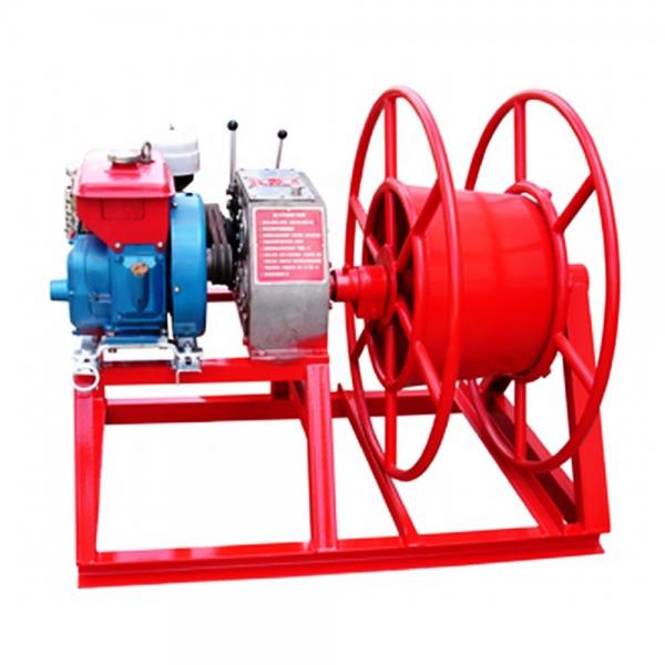  China 5 Ton Belt Drive Recovery Wire Take-Up Machine Diesel Gasoline Engine Big Drum Mobile Traction Cable Pulling Winch supplier