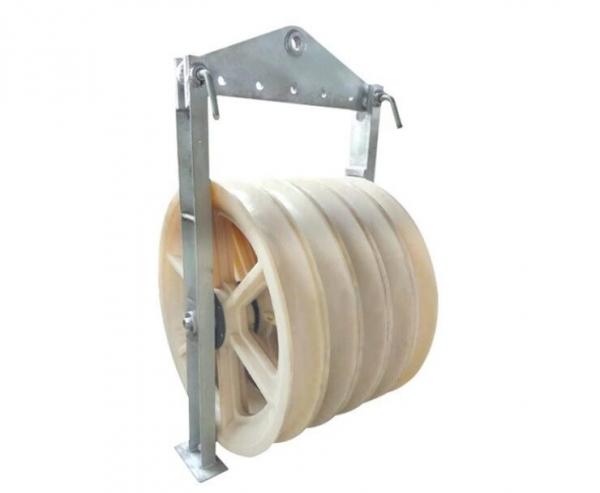  China MC Nylon Wheels OPGW Wire Stringing Pulley Block With Galvanized Steel Frame supplier