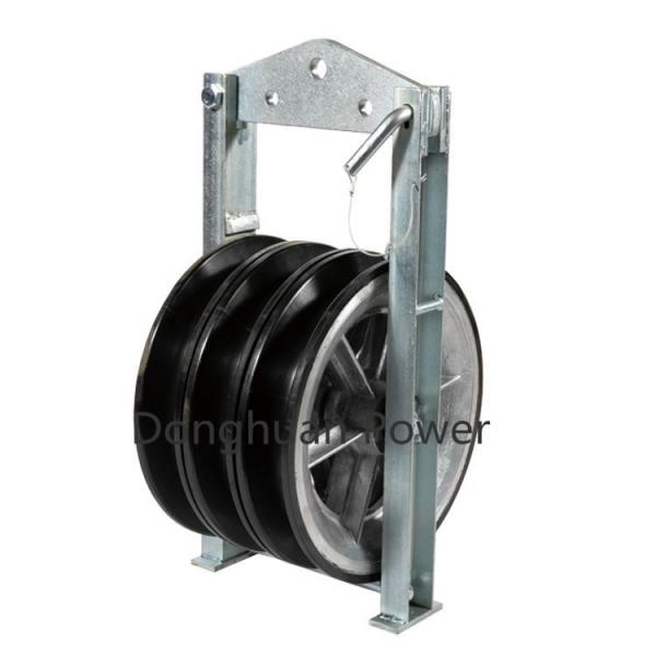  China Triple Aluminum Sheaves Cable Pulley Stringing Blocks With Rubber Lined supplier
