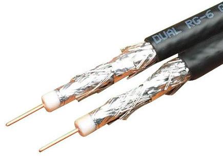 Dual RG6 Quad Shield Coax Cable , Siamese Coaxial Cable18 AWG CCS Conductor
