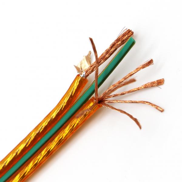 2*2.5 Pearl Gold Shielded Audio Cable , Ofc Speaker Cable With Green Bar Speaker Cable