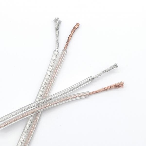  China Copper Core Tinned Copper Transparent Speaker Cable , PVC Sheathed Cable Gold Silver supplier