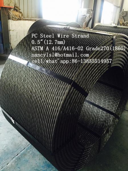 1860MPa 7 Wire 9.53mm,12.7mm,15.24mm Prestressed Concrete Strand