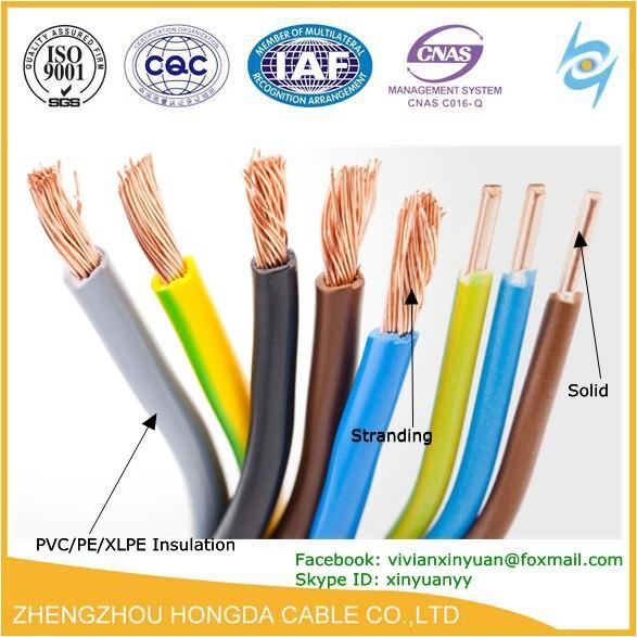 pvc insulated copper stranded vs solid wiring copper AWG electric wire