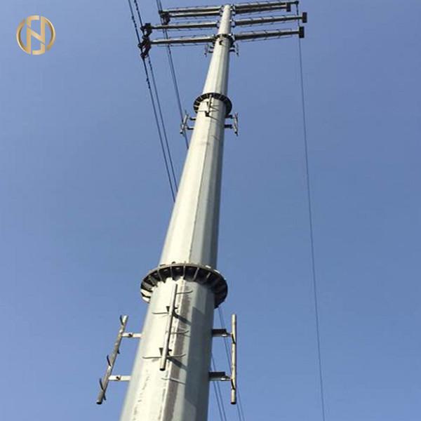 132KV 138KV Metal Power Pole 32 Meter Galvanised Power Pole 12 Side