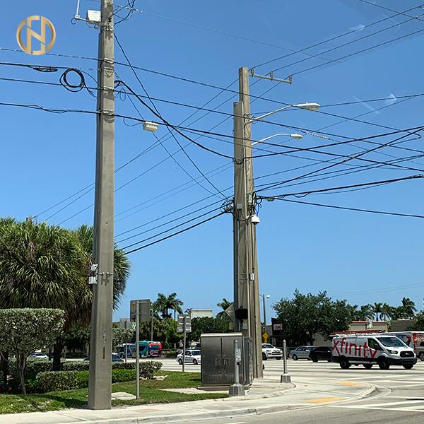 18m Galvanised Power Pole , Octagonal Galvanized Steel Post Dead End