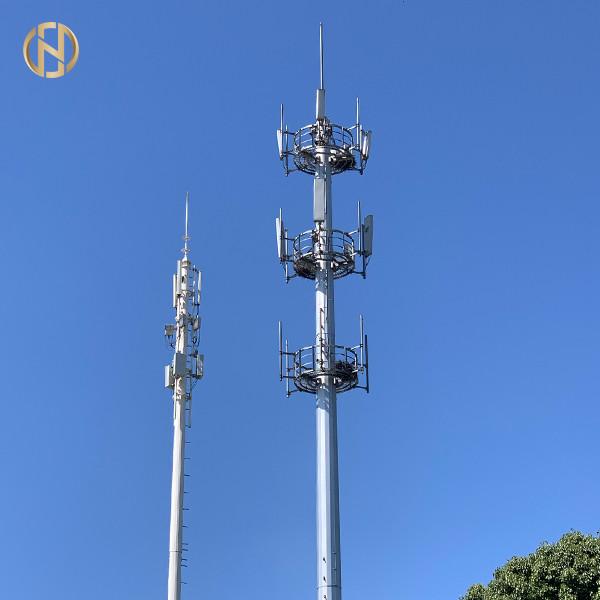  China 36M 40M Cellular Monopole Communication Tower With 2 Layers Platform supplier