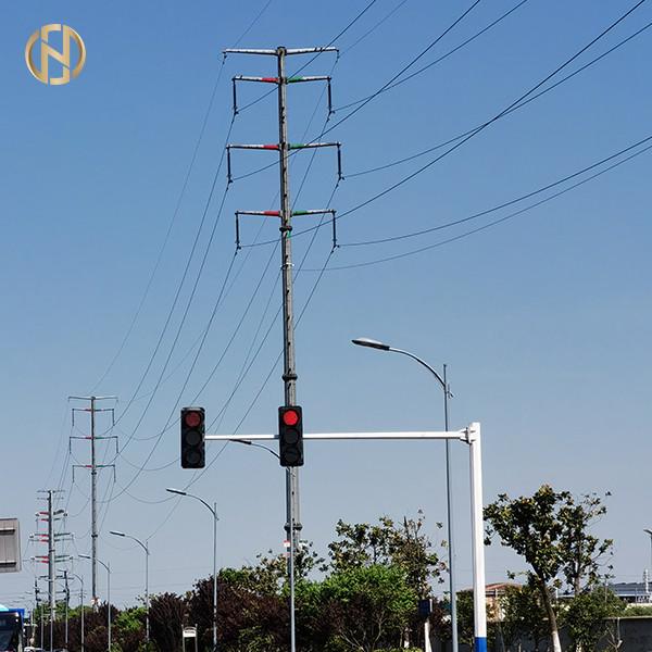 6M – 7.5M Traffic Light Pole Installing Camera , Yellow Green Red Light Pole