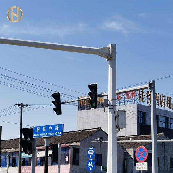 6M 8M CCTV Camera Pole , Security Camera Post Polygonal T Type For Main Street