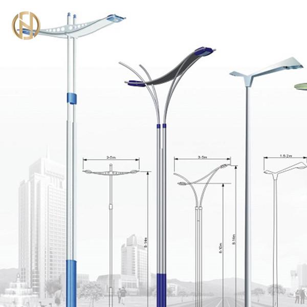  China 8M Octagonal Shape Street Light Pole Q345B Double Arm Steel Pole supplier