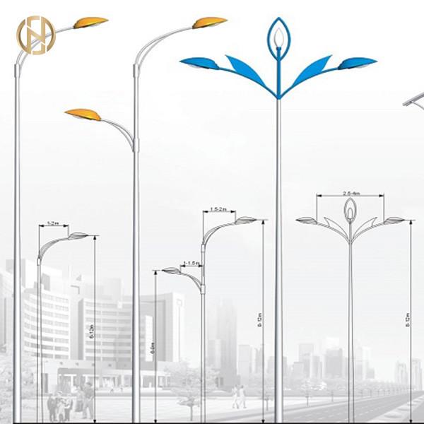  China 8M Street Light Pole Q235B Round Conical Single Arm Lamp Post supplier