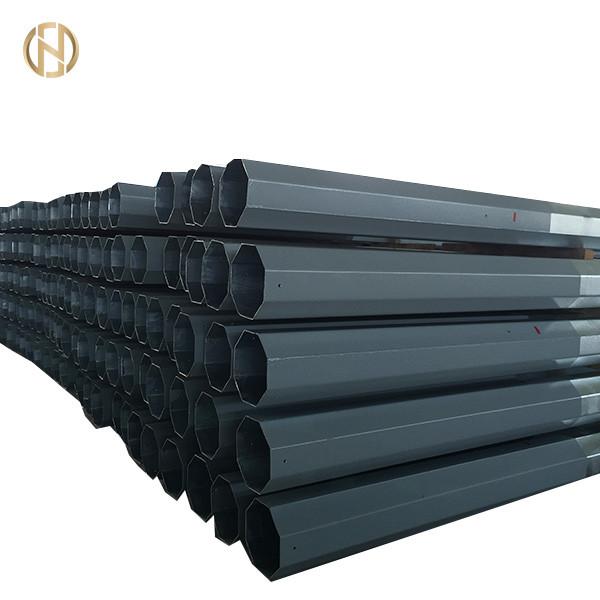 China Custom Made Steel Utility Pole 18 Meter Height With Black Epoxy Paint supplier