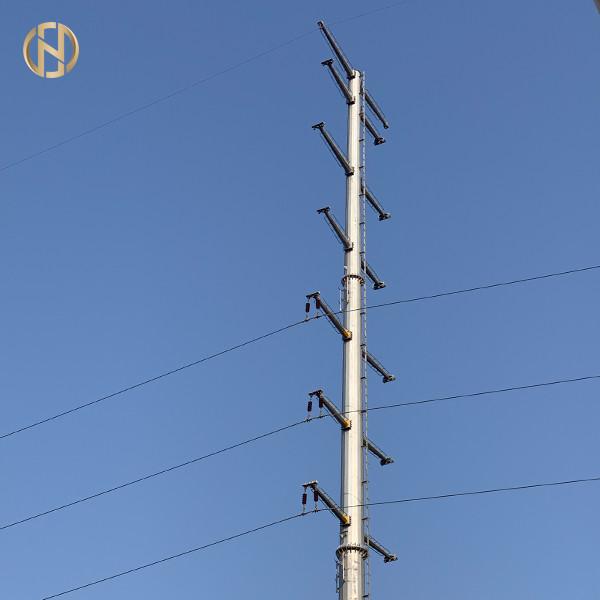 Galvanised Electric Power Pole 35m Height Good Earthquake Resistance