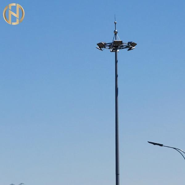 Galvanized 12 Meter High Mast Pole With Lowering Raising Mechanism