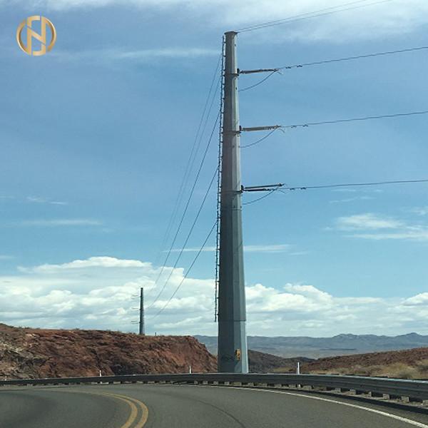 High Durability Galvanised Power Pole , 17m 18m 19m Galvanized Metal Pole