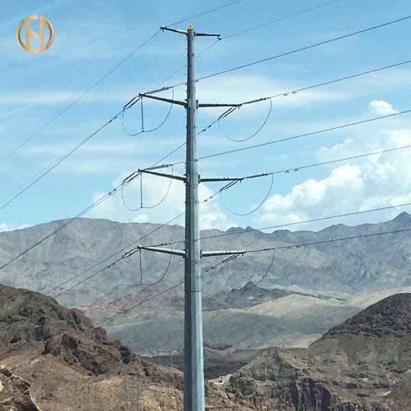 Hot Dip Galvanised Power Pole 166KV 38m For Power Transmission Line