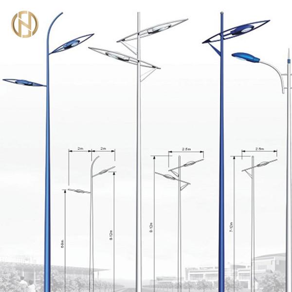 Hot Dip Galvanized solar street light pole 6m 7m 9m 10m 12m Q235 Steel