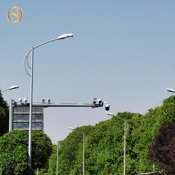 Ip65 Galvanized 8-12M Single Arm Road Pole Parts Galvanized Street Light Pole