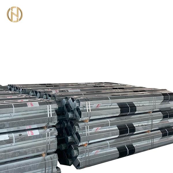  China Low Voltage Tubular Galvanized Steel Pole 11m Length Black Painting Color supplier