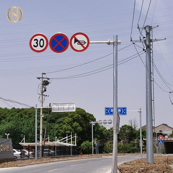 Octagonal Shape Road Sign Pole , Galvanized Steel Traffic Sign Post