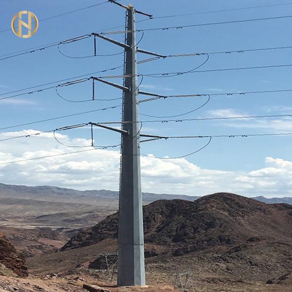 Self Supporting Metal Power Pole 32m 0-30 Degree Dodecagon 166KV Transmission Line