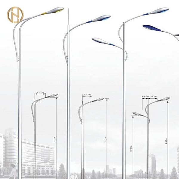Single / Double Arm Street Light Pole , 12M 10M 8M 6M Galvanized Light Pole