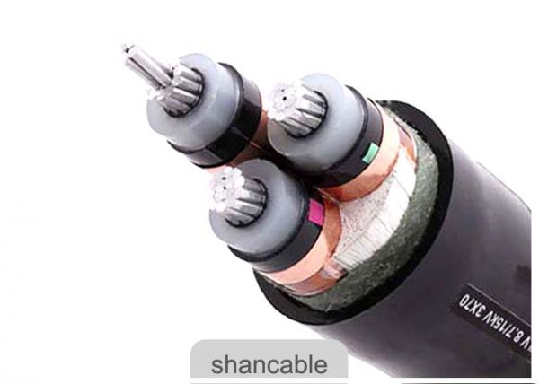 Custom Made XLPE Copper Cable / Black Insulation Underground Power Cable