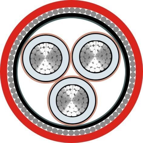 High Voltage XLPE Insulated 3 Phase Armoured Cable With Copper Tape Screen
