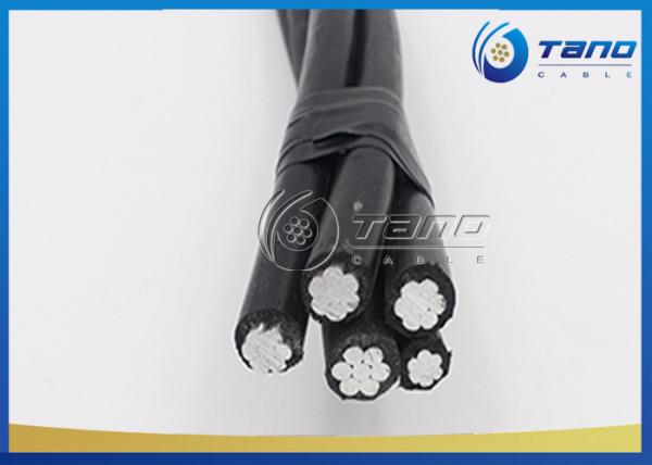 0.6 / 1kV Overhead Twisted Aluminum Cable AAC / XLPE CAAI Cable Black Color