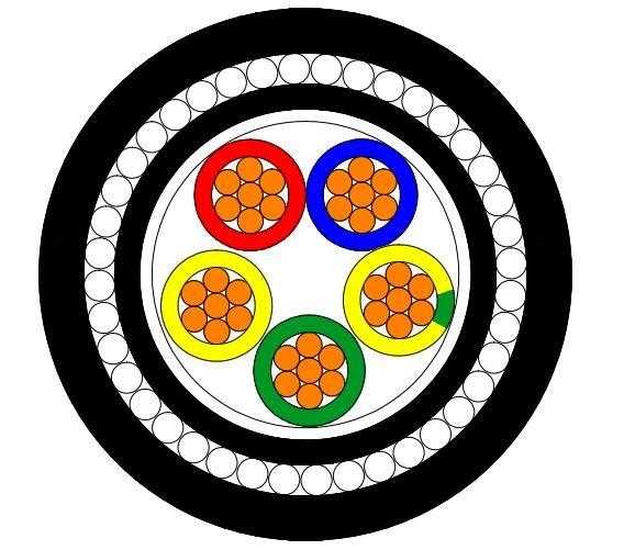 Durable Steel Wire Armored Copper Cable 0.6 / 1kV Power Cable PVC Sheath