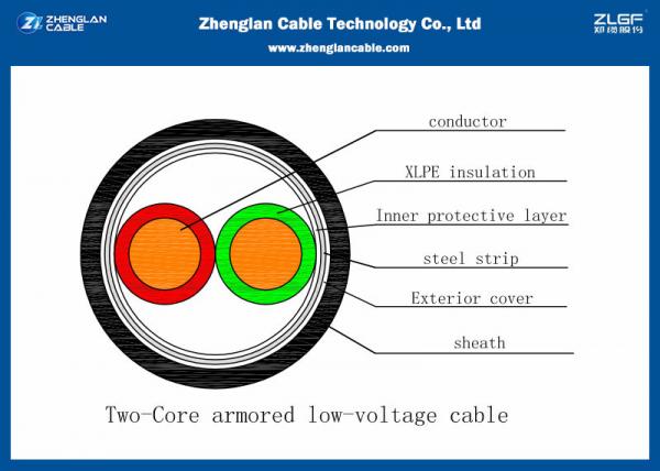 0.6/1KV Two Cores Armoured Power Cable With PVC Insulation （CU/PVC/LSZH/DSTA/NYBY/N2XBY/NYRGBY/NYB2Y）
