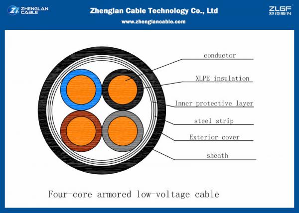  China Nominal Area :4*4~4*500mm2 Fire Resistant LV Power Cable , 4 Cores Armoured Cable （CU/PVC/LSZH/STA/NYBY/N2XBY/NYRGBY） supplier